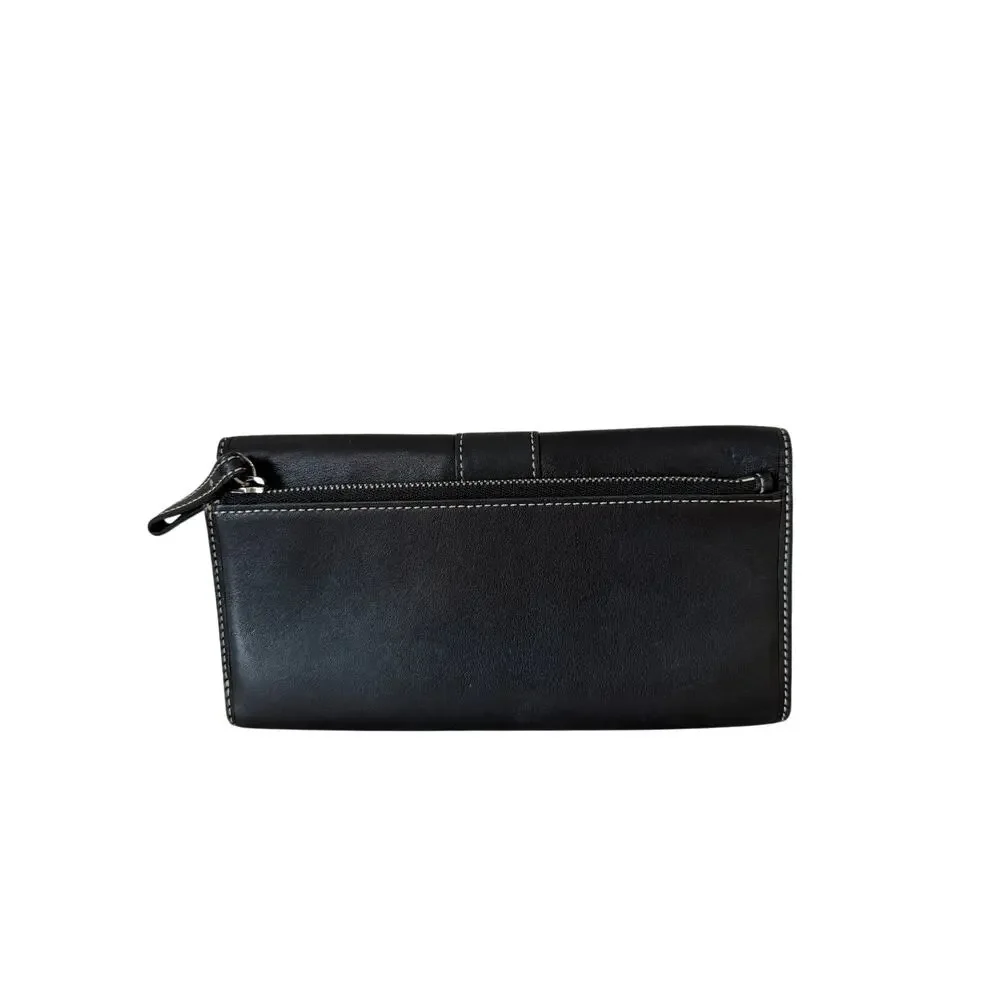 COACH Vintage Hampton Black Leather Trifold Wallet Y2K 90’s
